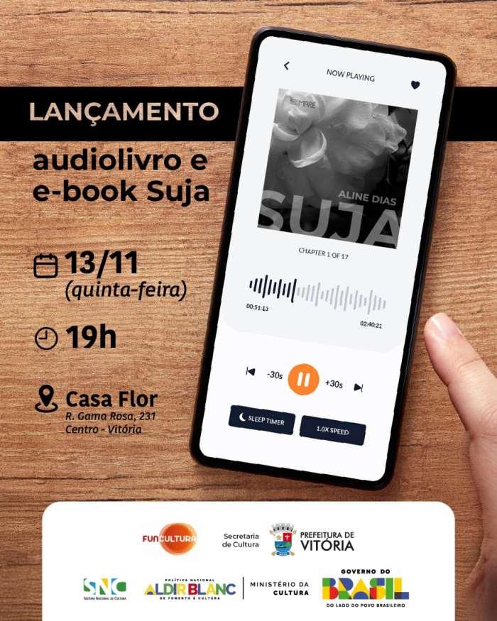 Lançamento audiobook e e-book "Suja