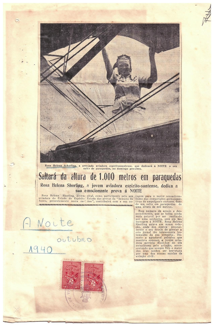O título "Arrojada Aviadora" veio antes do salto histórico de 1 mil metros de altura