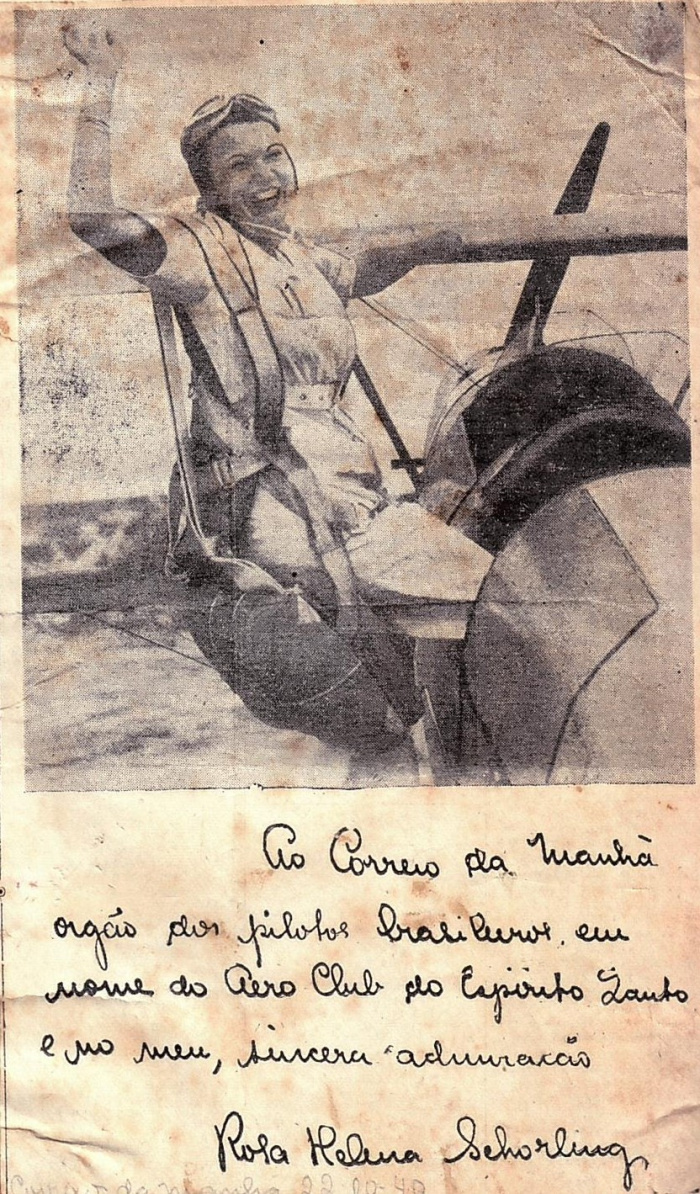 Bilhete de Rosita, em nome do Aeroclube do Espírito Santo, ao Correio da Manhã, pela manchete