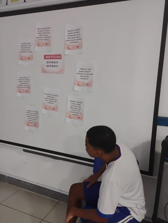 Estudantes debatem conquistas e desafios dos direitos das mulheres na EMEF Aristóbulo Barbosa Leão