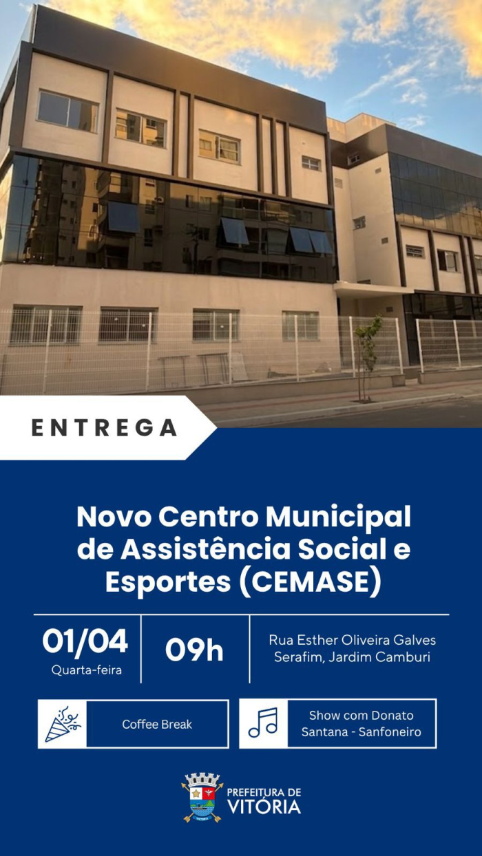 Convite para entrega do Cemase Jardim Camburi