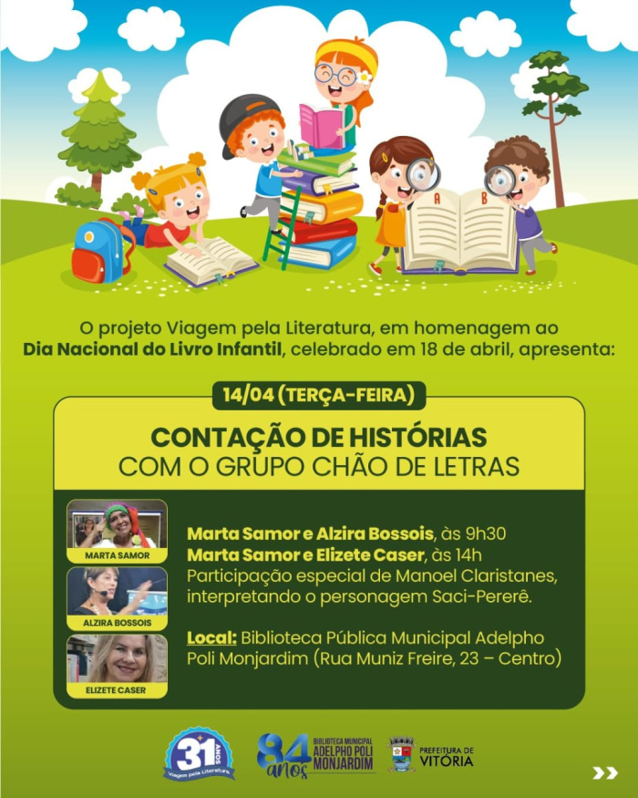 Programação será aberta com três contações de histórias na próxima terça-feira (14).