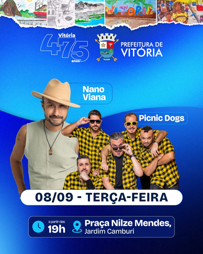 Nano Viana e Picnic Dogs comandam a festa a partir das 19h na Praça Nilze Mendes.